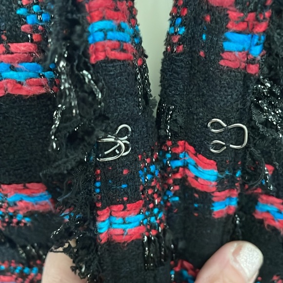 Trina Turk Stylish Black Tweed BlazerJacket Check Chain - Picture 6 of 9